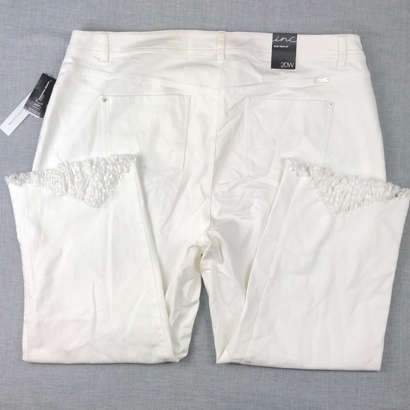 INC White Fringed Cropped Jeans Plus Size - Picture 5 of 6